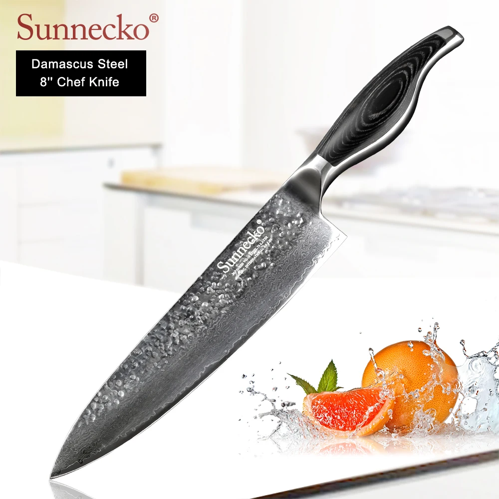SUNNECKO Premium Chef Utility Paring Santoku Knife Damascus Japanese VG10 Steel Blade Pakka Wood Handle 4pcs Kitchen Knives Set | Дом и сад