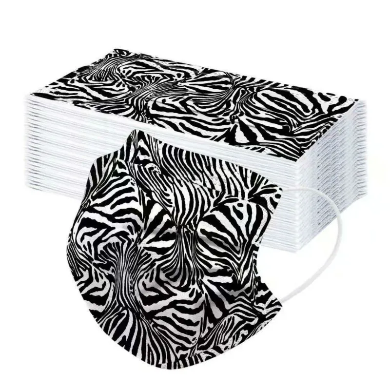 

50pcs Adult Disposable Face Mask Fashion Leopard Printed Mouth Mask Breathable Outdoor Protection Face Mouth Mask Mascarilla