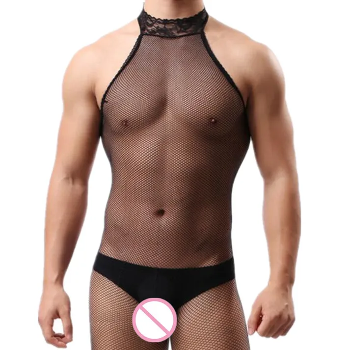 

LY Male Fantasy Sexy Underwear Gay Sissy Body Stockings Open Crotch Jumpsuit Men Erotic Lingerie Fetish Bodysuit Male Sexy