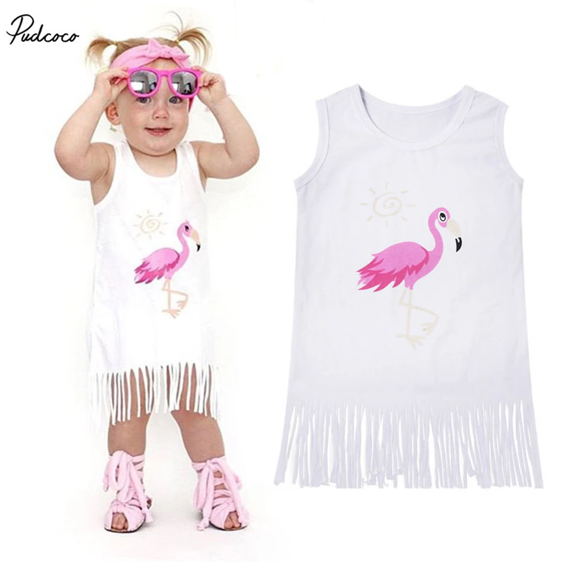 

Новинка 2019, женская летняя одежда из хлопка, с бахромой и фламинго