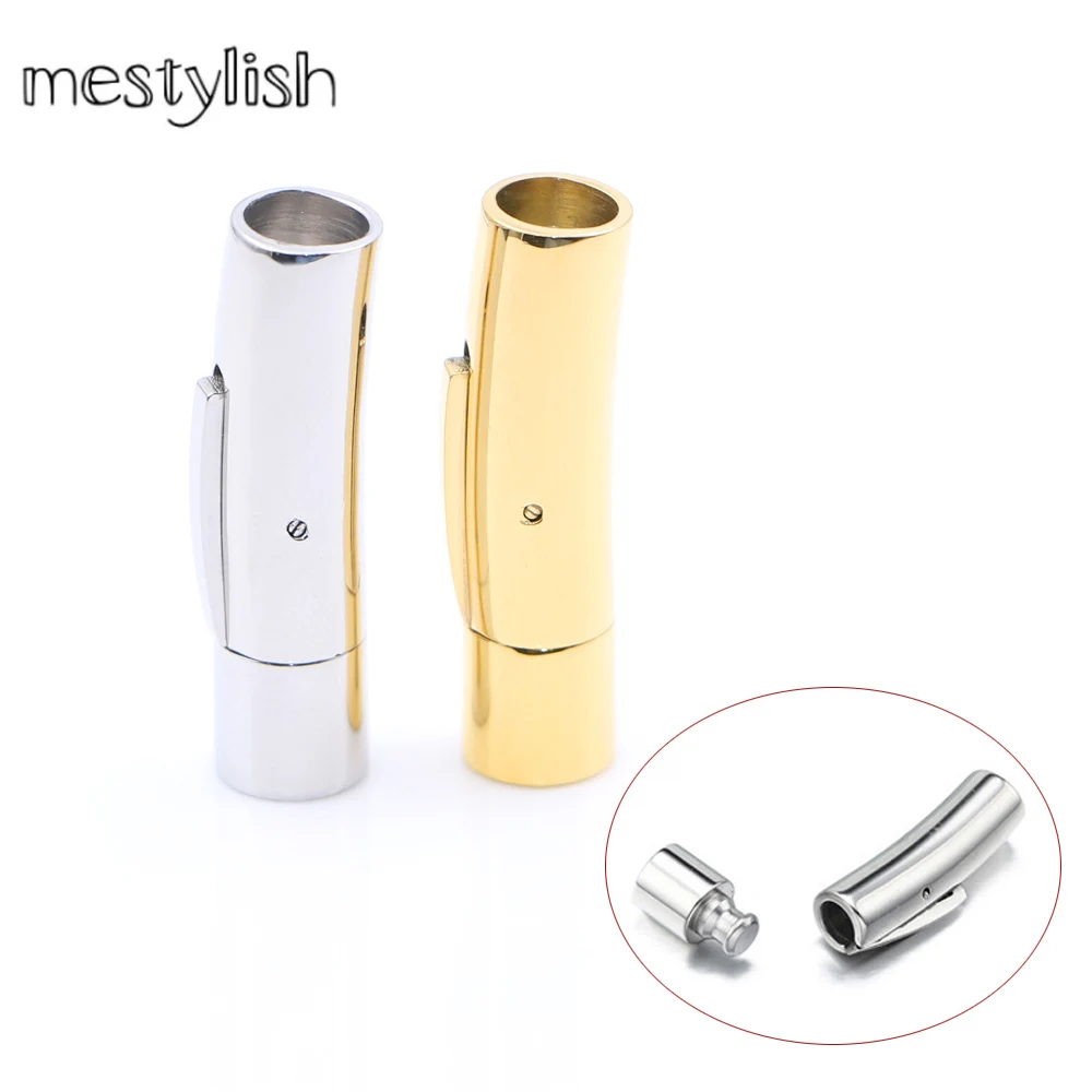 2 шт./лот застежки из нержавеющей стали для круглых кожаных шнурков ожерелий