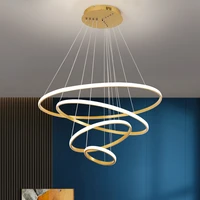 luxury modern cycle led chandelier light aluminum acrylic ceiling hanging lamp dining room pendant restaurant suspension light