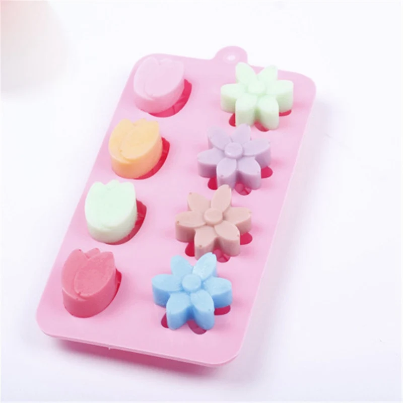 Модная форма воск 8 отверстий шоколад тюльпан Маргаритка цветок кубик льда
