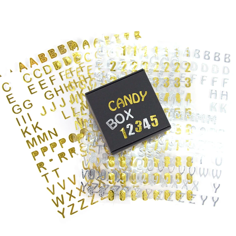 3 листа золотистые/Серебристые фотообои с буквами 0-9 цифры рождественские