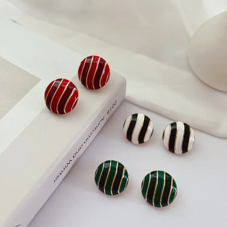 

Mixed Color Enamel Earrings Stud Geometric Brincos Femme Jewelry