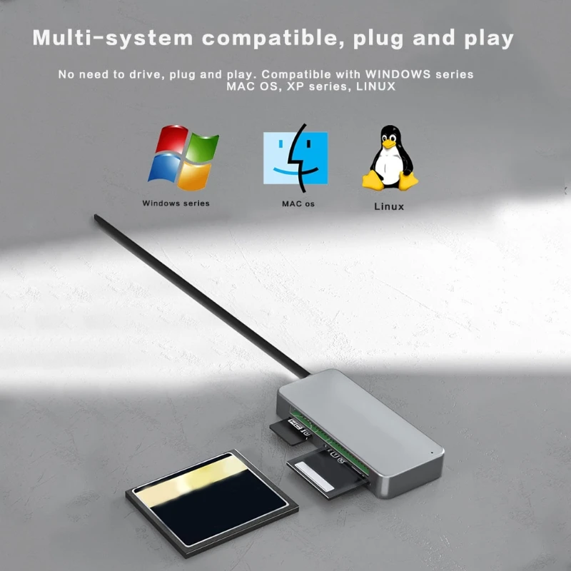C9GD алюминиевый 3 слота кардридер в 1 USB 0/Type C к CF TF SD многослойный адаптер для Linux ПК