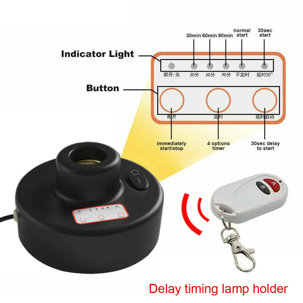 

E27 таймер беспроводной пульт дистанционного управления держатель лампы 110 В 220 В светодиодный Таймер задержка 30 мин 60 мин 90 мин