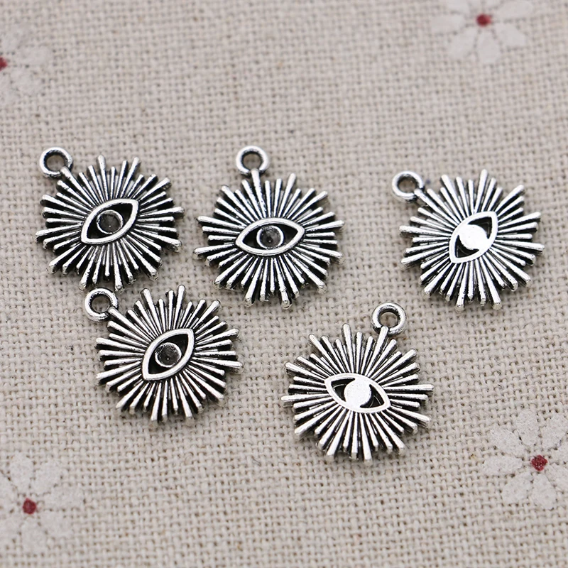 15 шт. античные посеребренные Подвески сглаза для изготовления ювелирных изделий