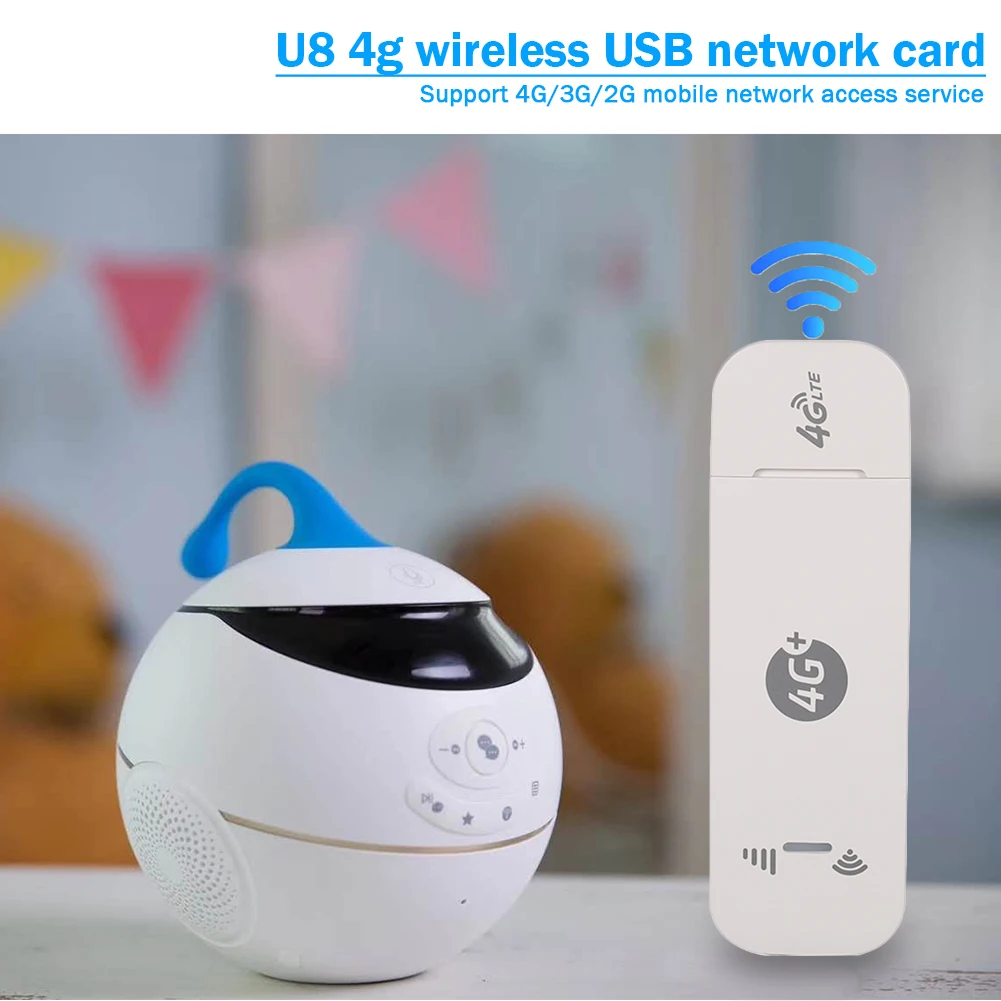 U8 4G Wireless Network Card USB WiFi Modem Dongle Adapter for PC Desktop Laptop Supports 4G/3G/2G Mobile Network Access Service