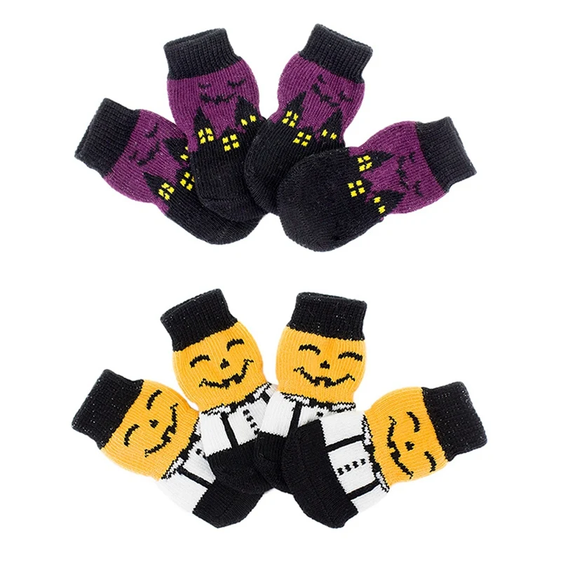 

4pcs Pet Knits Socks Warm Puppy Dog Shoes Anti Slip Skid Socks for Small Dogs Wear Slip On Paw Protector