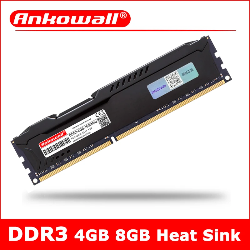 ANKOWALL DDR3 4 ГБ 8 ГБ 1333 1600 МГц ram Memoria DDR 3 настольная память PC3-10600 12800 DIMM с радиатором на все материнские платы
