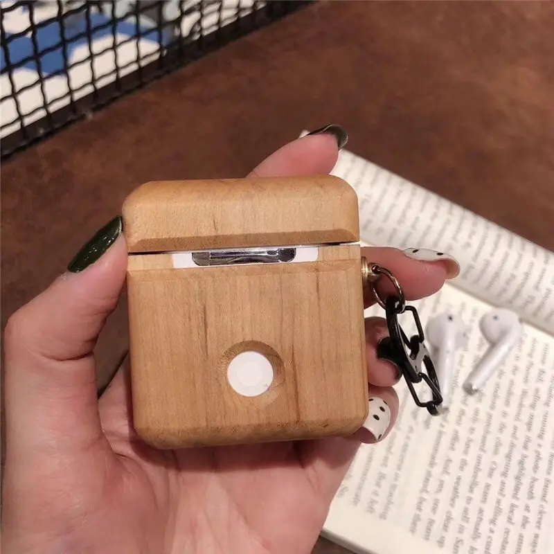 Натуральная деревянная гарнитура защитный рукав для Apple AirPods чехол Bluetooth гарнитура защита от падения рукав с брелок