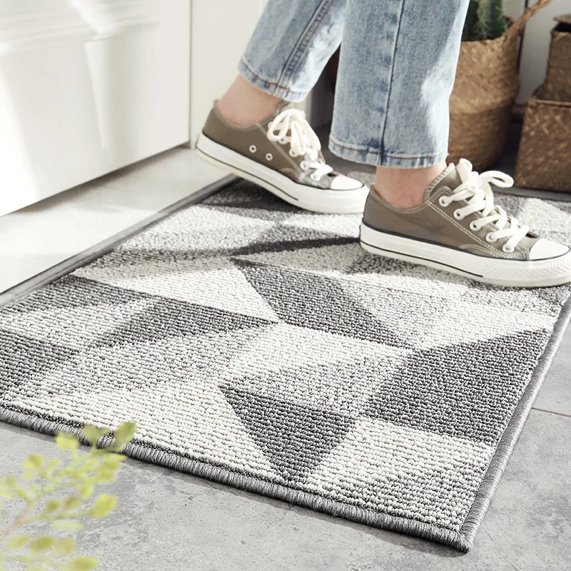

Doormat Rectangular Striped Rug Home Entry Living Room Bedroom Wear-resistant Non-slip Foot Wiping Machine Washable Floor Mat