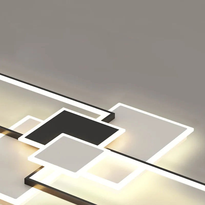 

Modern LED Rectangle Aluminum ceiling lights Dimmable with Remote for living room bedroom AC85-265V Gold/Black homeLamp Fixtures