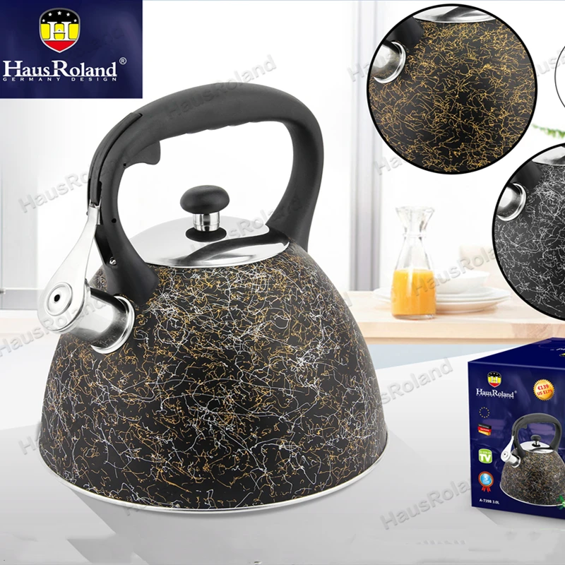 

Stainless Steel Teapot Whistling Kettle Golden Thread Painting