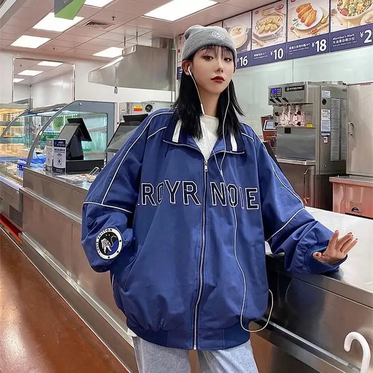 

Women's baseball uniform jacket spring and autumn 2021 new style Korean loose student thin jacket jacket