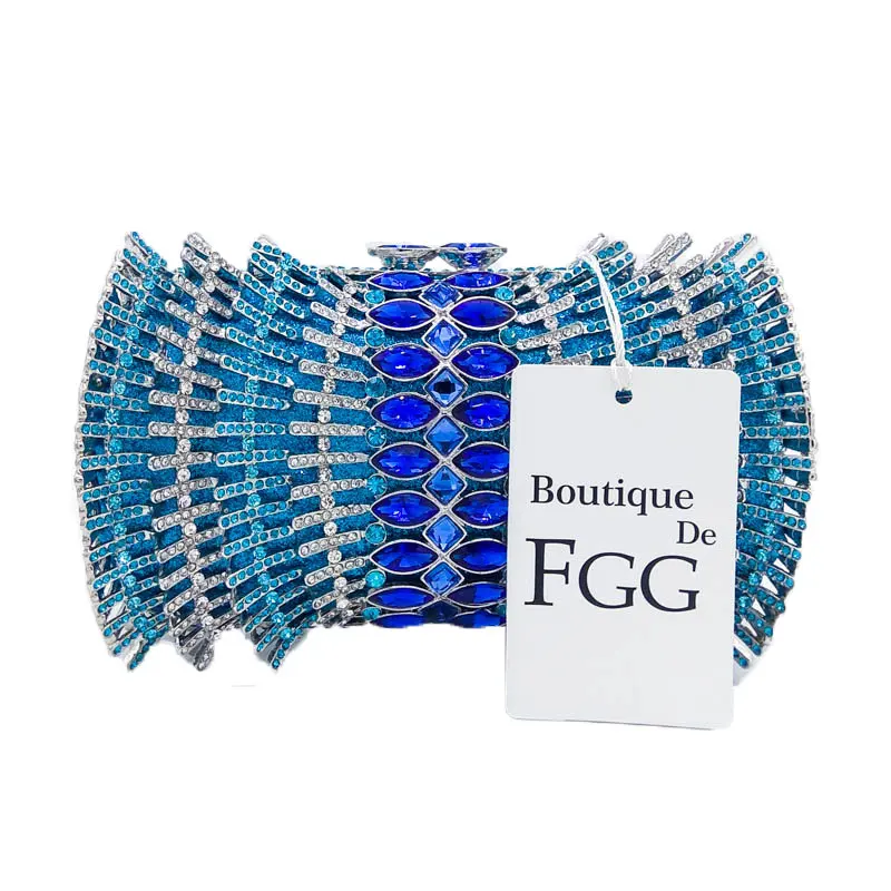 Женская вечерняя сумочка Boutique De FGG розовая пурпурно с кристаллами свадебная для