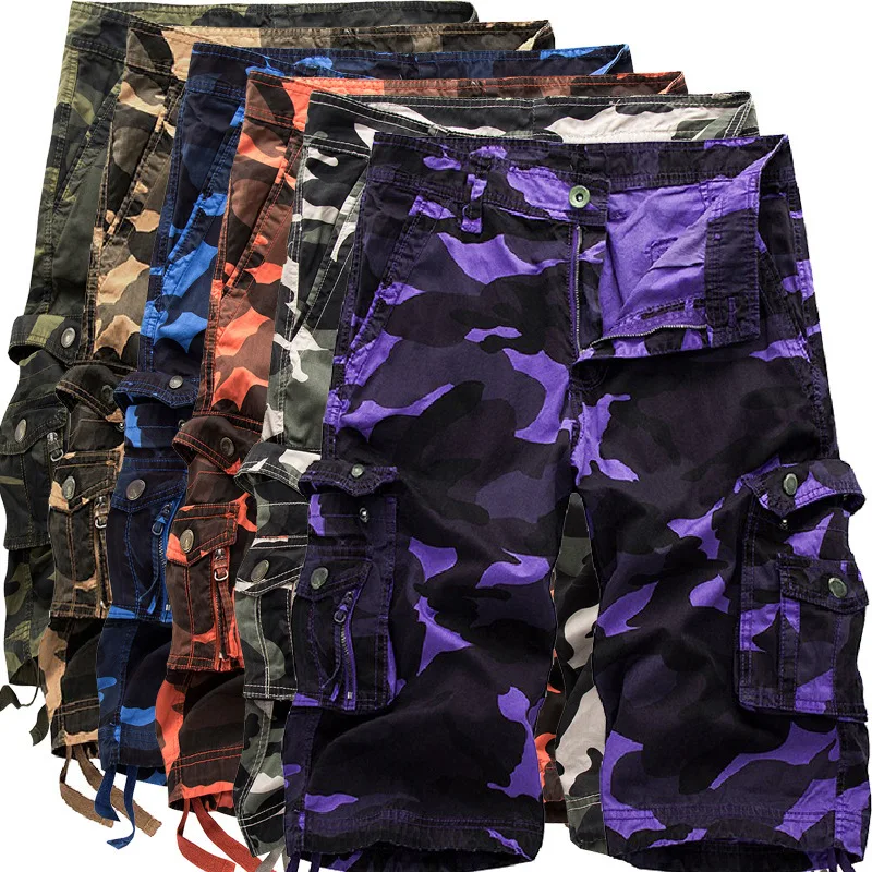 

Large new men's large loose multicolor camouflage shorts 5-point pants casual beach pants