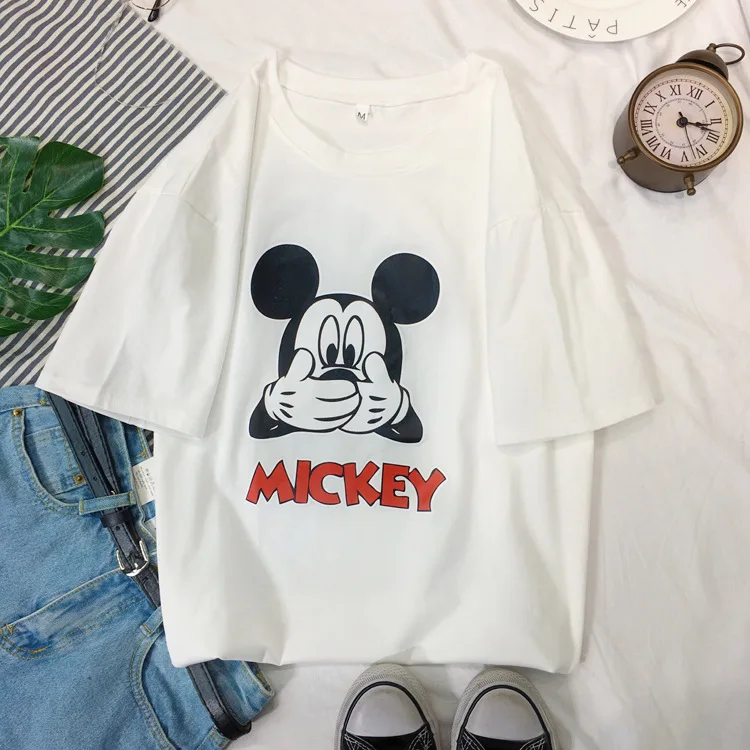 Disney Микки Маус Женская футболка Женская Мужская Минни с коротким рукавом летняя модная футболка для мальчиков и девочек
