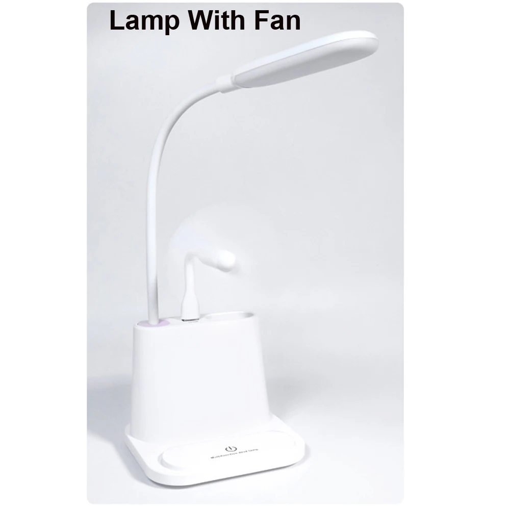 LED Desk Lamp USB Rechargeable Touch Dimming Adjustment Table Lamp for Children Kids Reading Study Bedside Living Room Bedroom - Цвет корпуса: Lamp With Fan