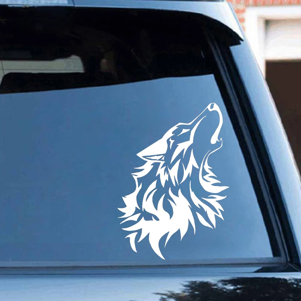 

Wolf Car Styling Decals Creative Simple Vinyl Wolf Head Car Stickers Black/Silver CL578