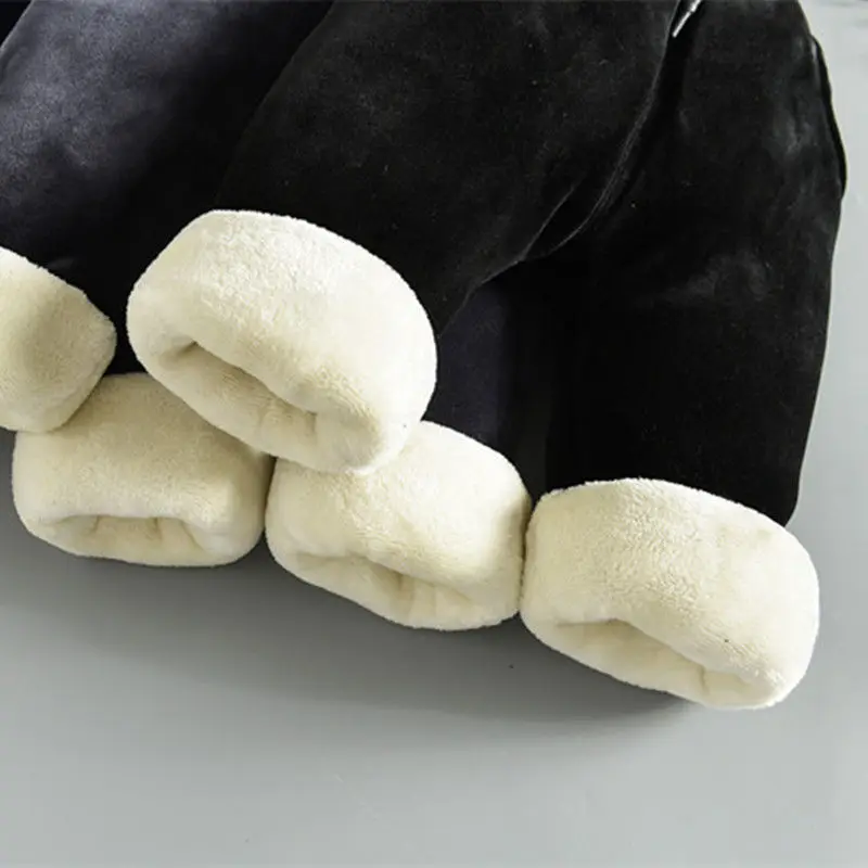 Модные Хлопковые Штаны с бархатной подкладкой для девочек зимние теплые штаны