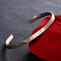 customized picture words letter name bracelet bangle stainless steel engraved cuff bracelet for couple women men boy girl gift