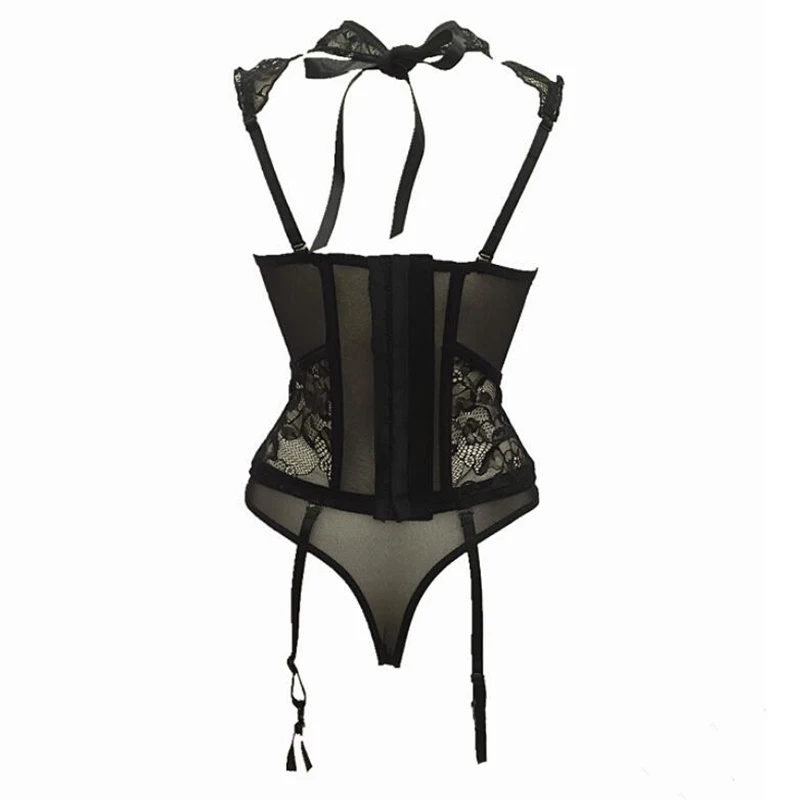 Сексуальное кружевное бюстье и корсеты с бретельками набор кружевной корсет
