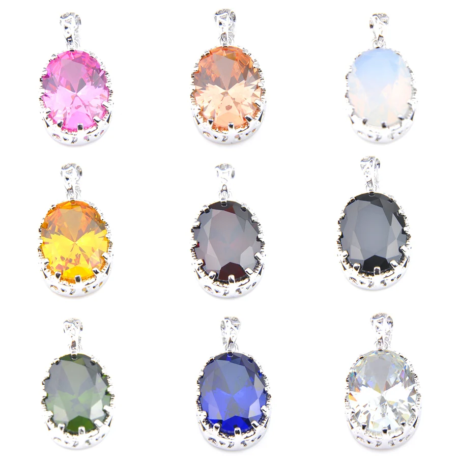 Luckyshine серебряные 925 Новые овальные женские подвески огня радуги мистические