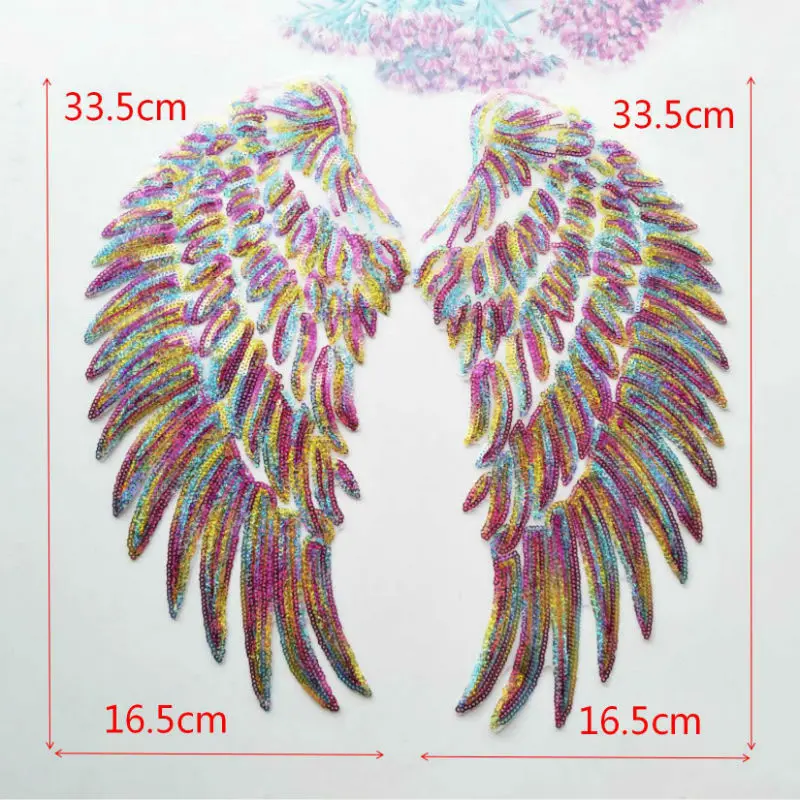 2 звёздочки красочные вышитые аппликации в виде крыльев патчи с блестками для