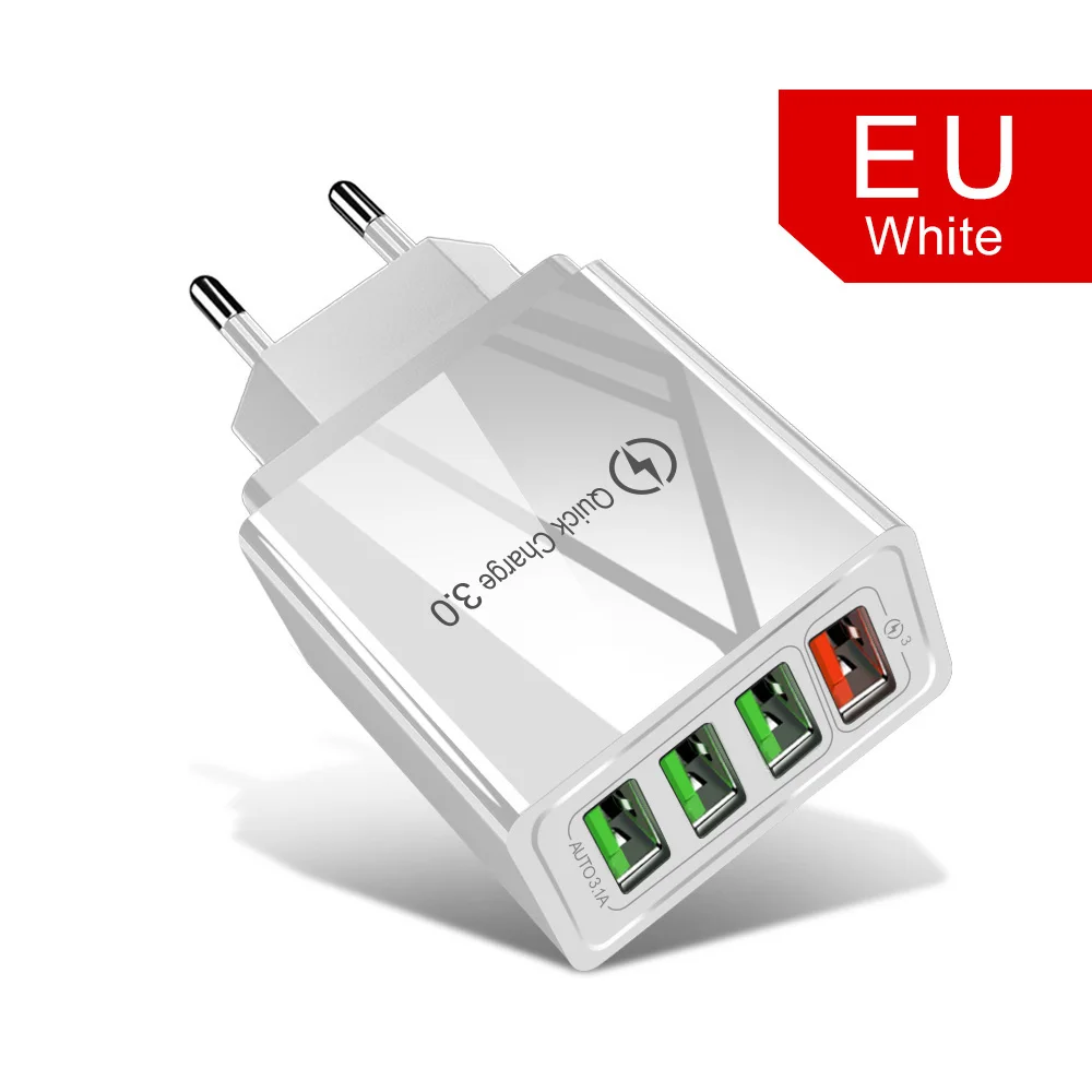 White 4U Olnylo Быстрая зарядка 3,0 2,0 USB зарядное устройство 4 порта USB быстрая зарядка для iPhone 11 QC 4,0 3,0 дорожные настенные зарядные устройства для samsung S9 - Тип штекера: White 4U