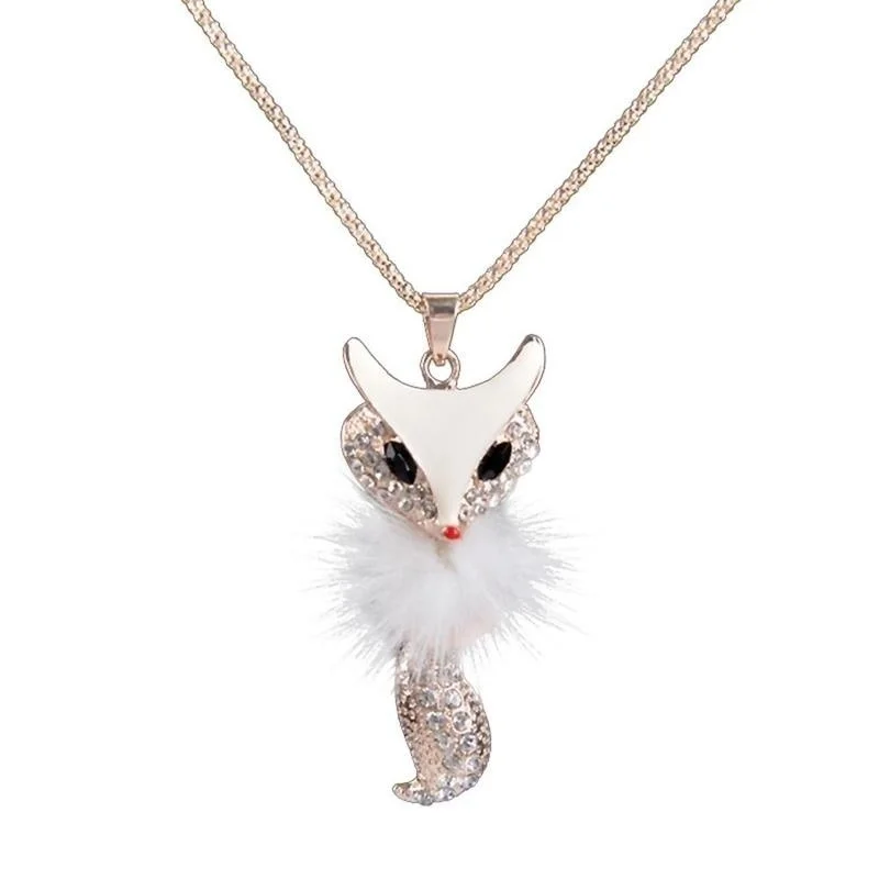 Лисий шерстяной свитер цепочка Кулон модный ожерелье Длинный женский| |