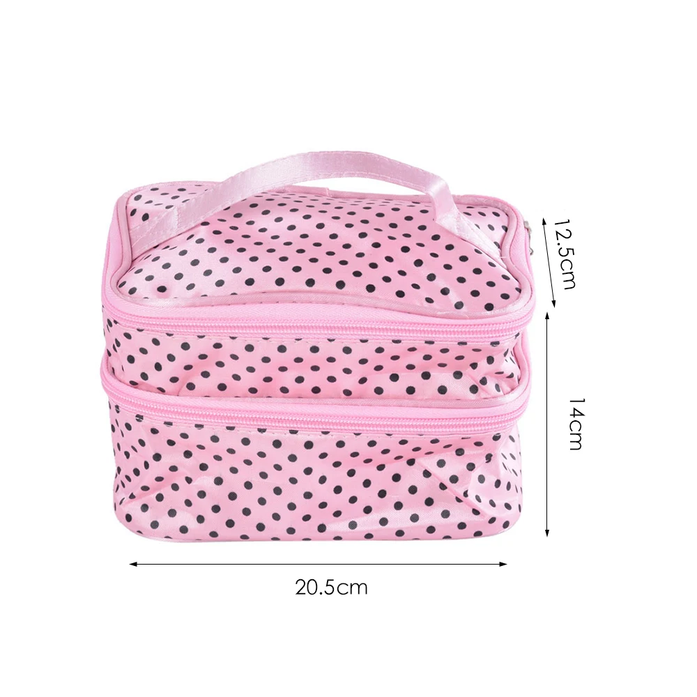 

Layers Women Make Up Tool Case Portable Cosmetic Storage Bags Small Spots Double Layer Makeup C6C080X59