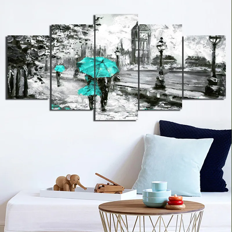 Горячая Распродажа модная Настенная картина для влюбленных серый пейзаж Синий