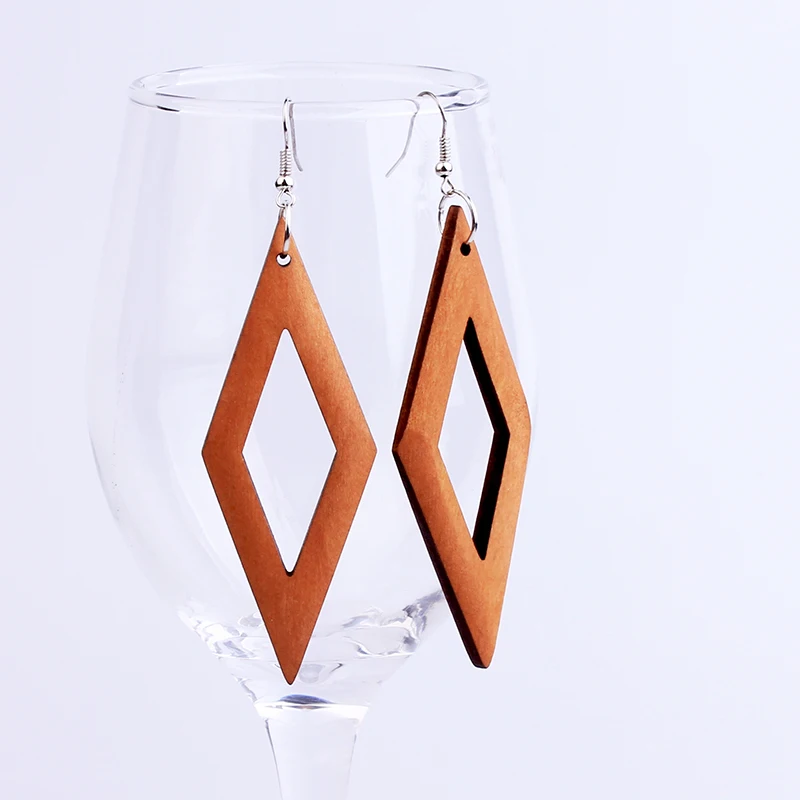 YAMEGA модные деревянные свисающие серьги для женщин зеленый красный в виде