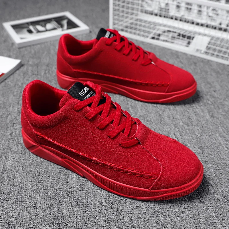 Men Breathable Skateboarding Shoes Low-top Trainers Sports Flat Classic Outdoor Sneakers Students Black Gray Red Shoes
