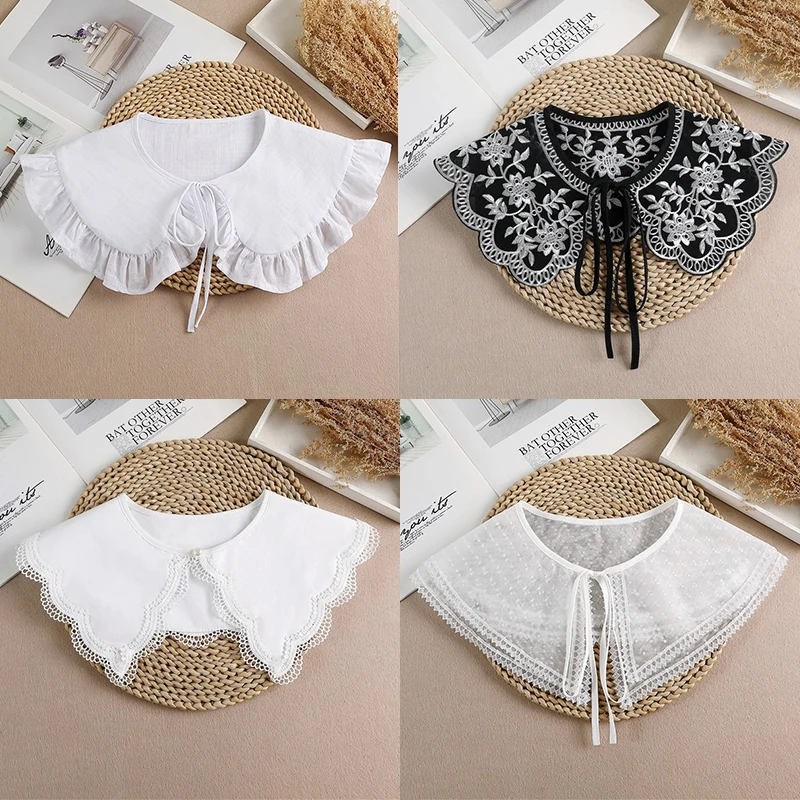 

Summer Bow Tie Shawl White Fake Collars for Women Removable Dress Detachable Collar Wrap Shawl 2022 False Collar Decor