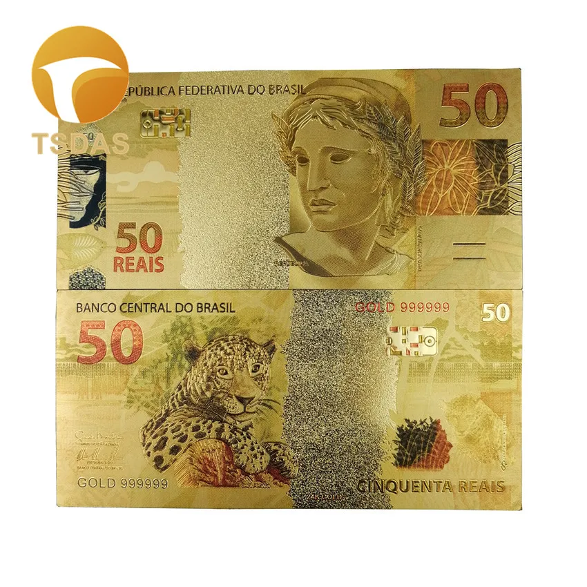 Банкноты с покрытием 24 каратным золотом для коллекции и новогодних подарков 10