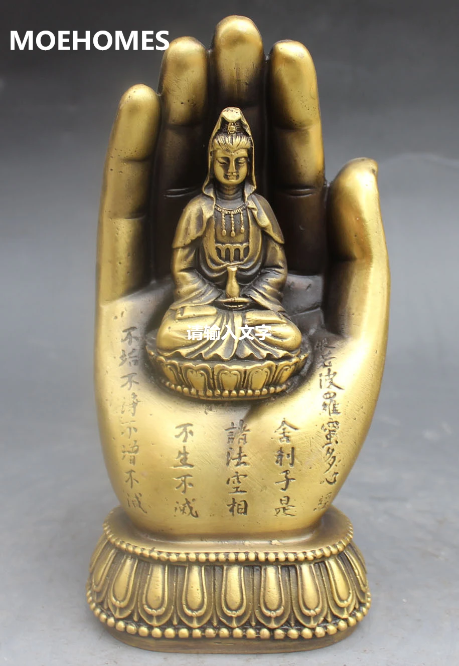 

MOEHOMES Chinese Buddhism copper Kwan-yin Bodhisattva Goddess Hand Buddha Statue home decoration metal handicraft