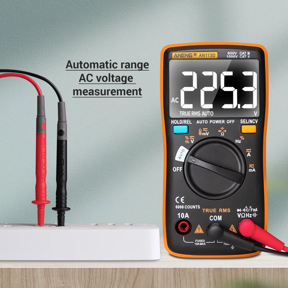 Цифровой мультиметр AN113D Электрический измеритель истинное среднеквадратичное