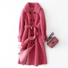 Новое осенне-зимнее шерстяное пальто, женская длинная куртка из зернистой овечьей шерсти, женское модное Свободное пальто из композитного меха, верхняя одежда