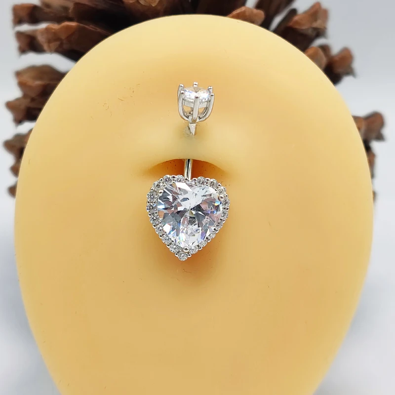 925 пробы Серебряное кольцо пупка Для женщин хорошее ювелирное изделие сердце CZ