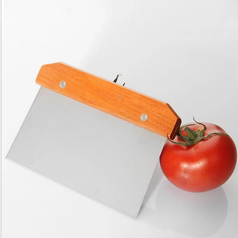 Stainless Steel Flour Scraper Patch Slicing Knife Pancake Cake Rice Noodles Wooden Handle Dough | Дом и сад