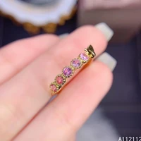 fine jewelry 925 sterling silver inset with natural gem womens luxury lovely round pink sapphire adjustable row ring support de