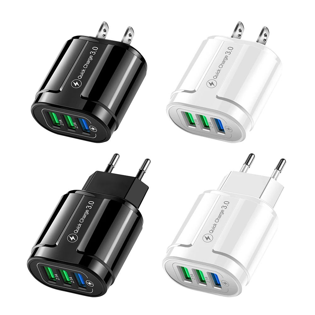 Быстрое зарядное устройство с 3 портами USB QC 0 настенный адаптер для быстрой