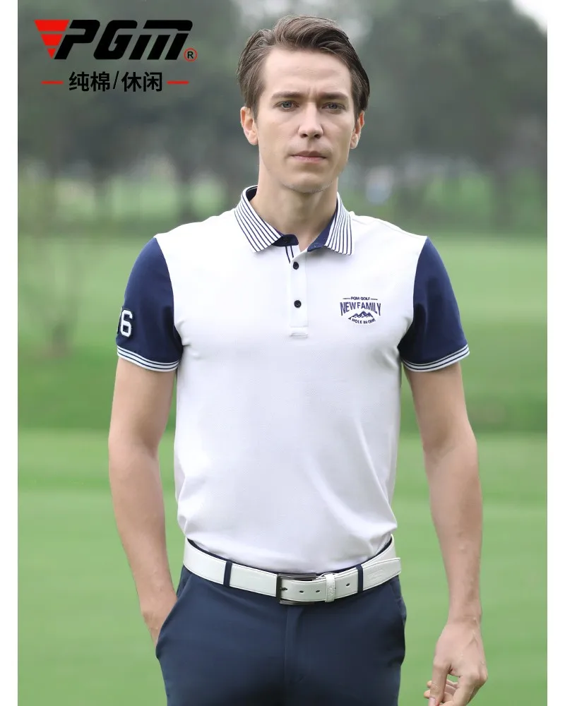 Летняя Новое поступление Классическая хлопковая Мужская рубашка для гольфа PGM