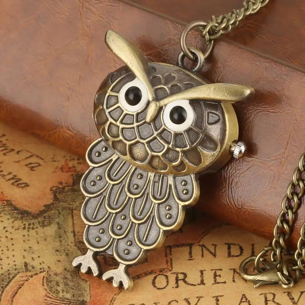 Металлические карманные часы в форме милой совы мужские ожерелья цепочка