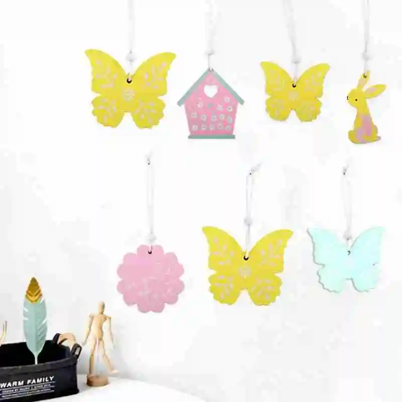 

Hanging DIY Craft Wooden Butterfly Pendant Happy Easter Decorations Ornament Party Supplies