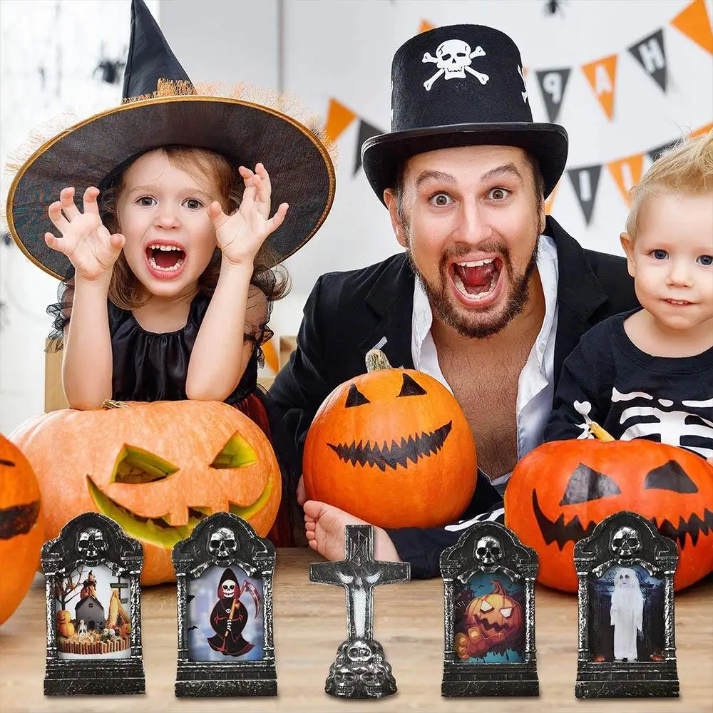 

Tombstone Lamp Halloween Ghost Skull Party Halloween Light Creative Plastic LED Home Decor Kids Vintage Horror Witch Props