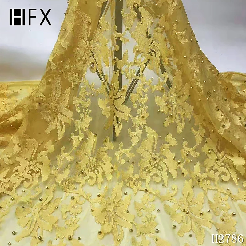 Новый дизайн желтая африканская Сетка кружевная ткань высокого качества Тюль с